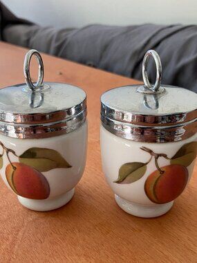 Egg coddler cups (2) by royal worchester porcelain Made In England peach